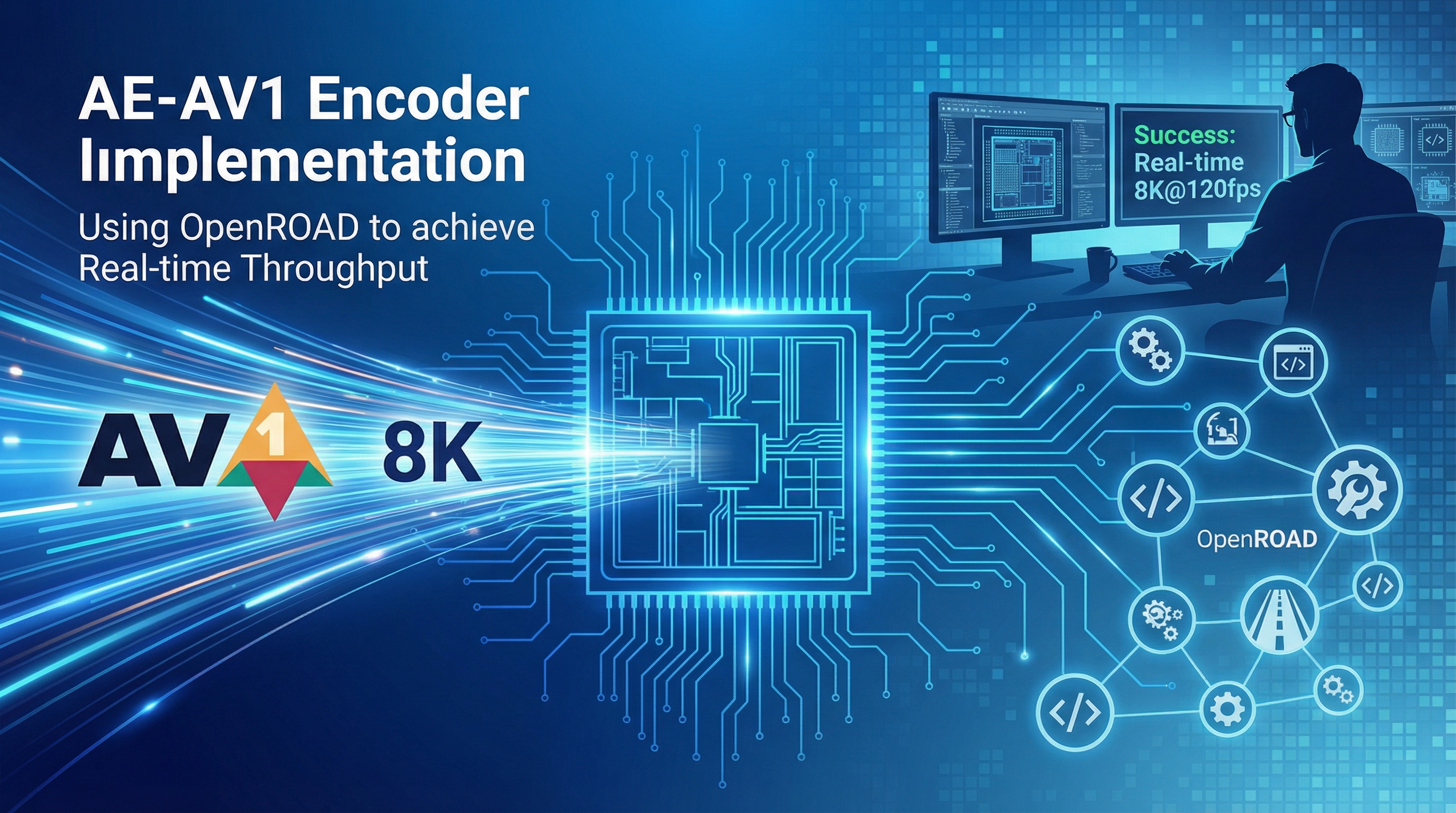 AE-AV1 Encoder implementation: Using OpenROAD to achieve Real-time Throughput