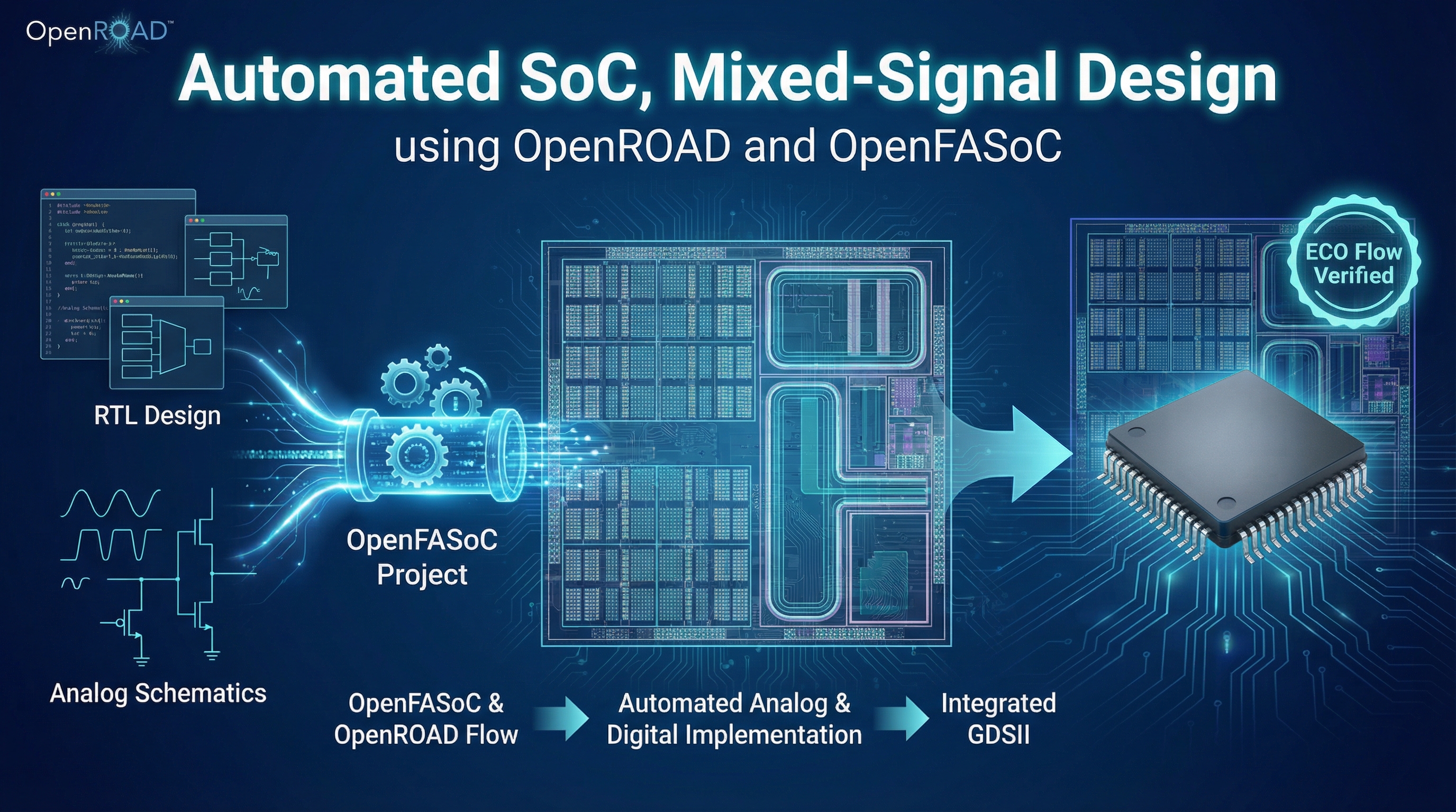 Automated SoC, Mixed-Signal Design using OpenROAD and OpenFASoC